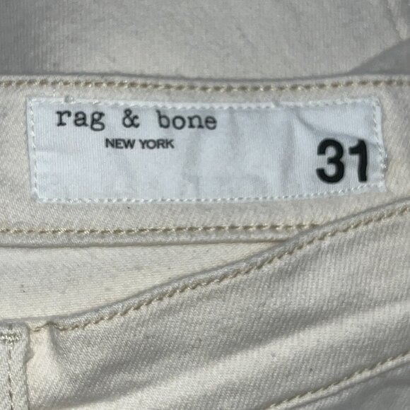 RAG & BONE WREN High-Rise Slim Straight Raw Hem Cropped Denim Jeans in Ecru - 31 - Picture 8 of 13